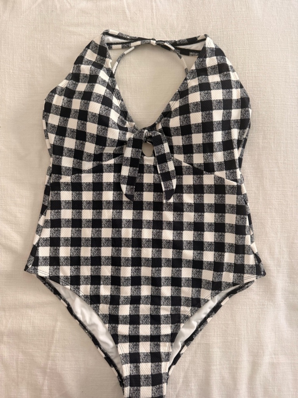 Shade & Shore Black White Gingham One-Piece Swimsuit NWT Size Large (12-14)